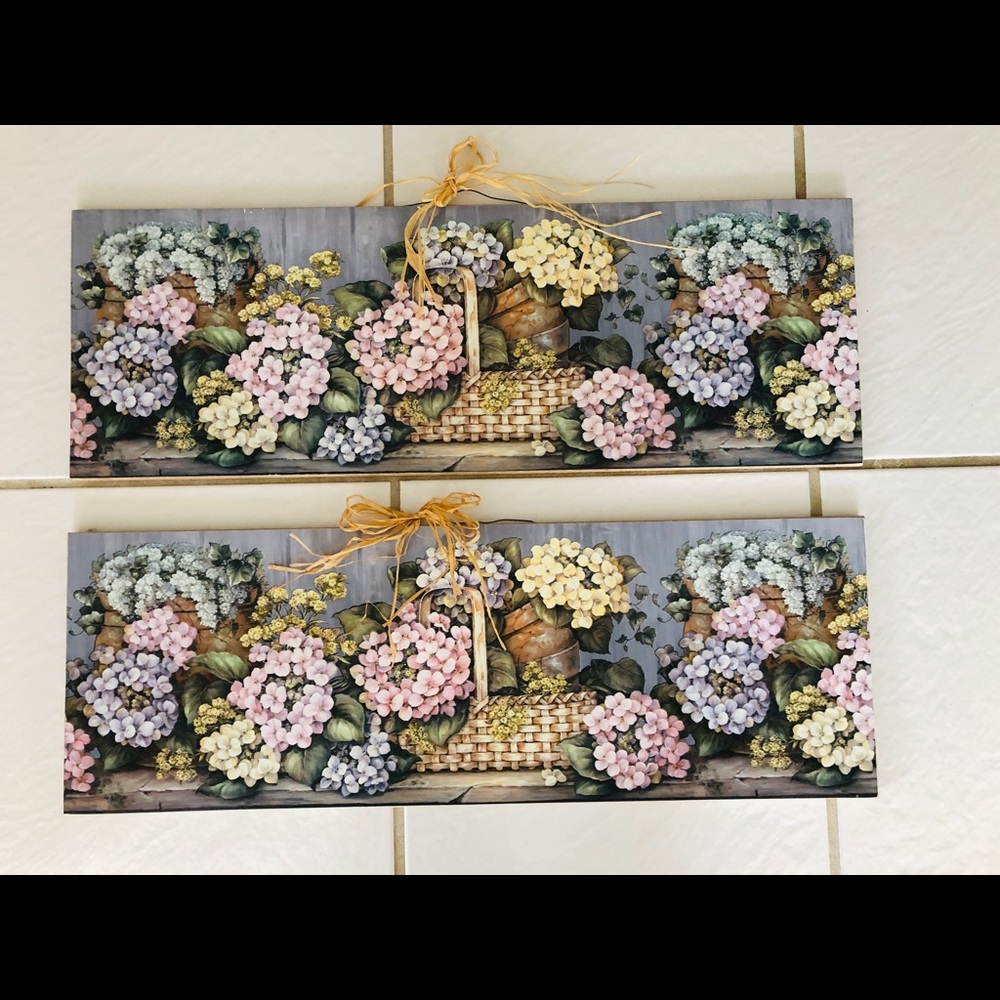New Set of 2 Painted Wall Hangings